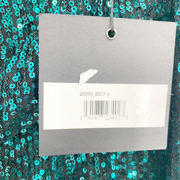 MAC DUGGAL Dress Size 4 Evening Gown Sequin NEW Midi Green Emerald Structure - Picture 7 of 9